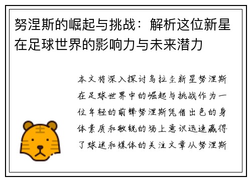 努涅斯的崛起与挑战：解析这位新星在足球世界的影响力与未来潜力